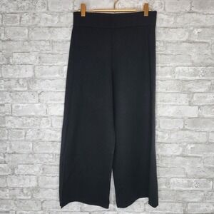 Club Monaco Pants Wide Leg Black Extra Fine Merino Wool Knit Crop Small